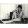 Brunette Nude Female On Carpet / Legs - Tan Lines (Vintage Photo GDR 1980s)