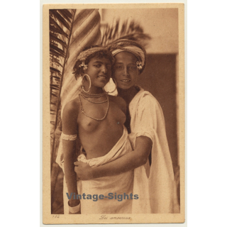 Lehnert & Landrock N° 132: Les Amoureux / Topless - Boobs (Vintage PC ~1920s)