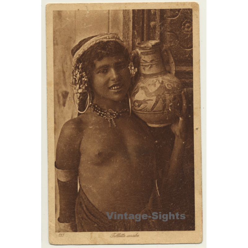 Lehnert & Landrock N° 133: Fillette Arabe / Topless - Ethnic (Vintage PC ~1920s)