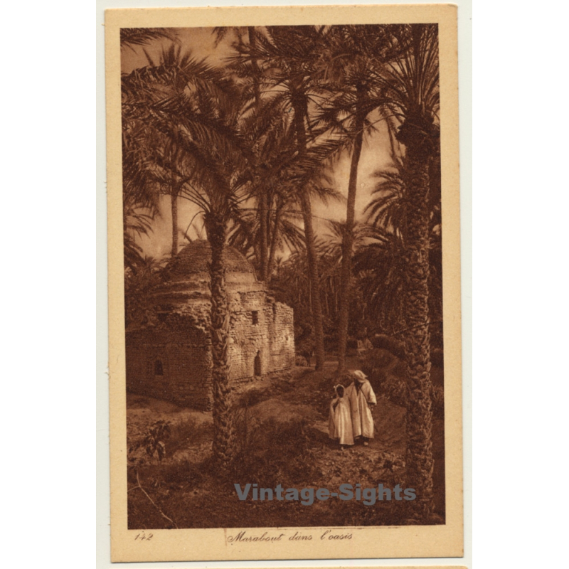 Lehnert & Landrock N° 142: Marabout Dans L'Oasis / Bedouins (Vintage PC ~ 1920s)