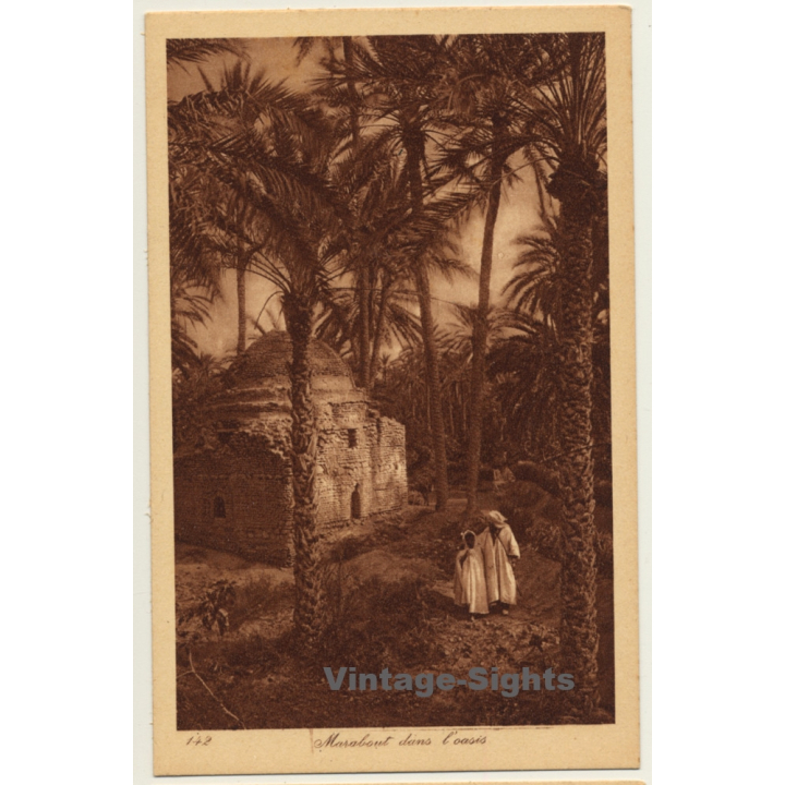 Lehnert & Landrock N° 142: Marabout Dans L'Oasis / Bedouins (Vintage PC ~ 1920s)
