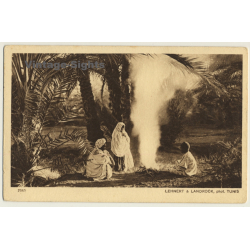 Lehnert & Landrock N° 2565: Autour Du Feu / Bedouins - Palms (Vintage PC ~1920s)
