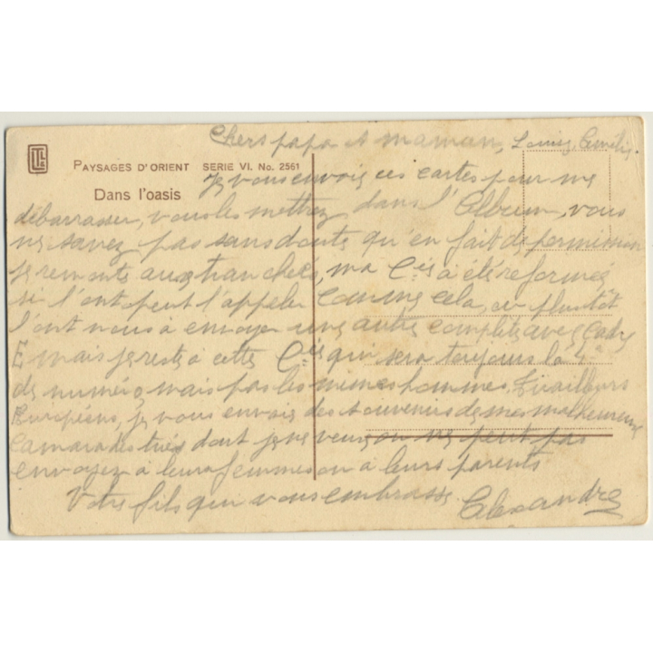 Lehnert & Landrock N° 2561: Paysages D'Orient - Dans L'Oasis / Berber (Vintage PC ~1920s)