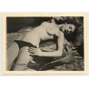 Topless Beauty Poses On Beach Rocks / Panties (Vintage Photo ~1950s)