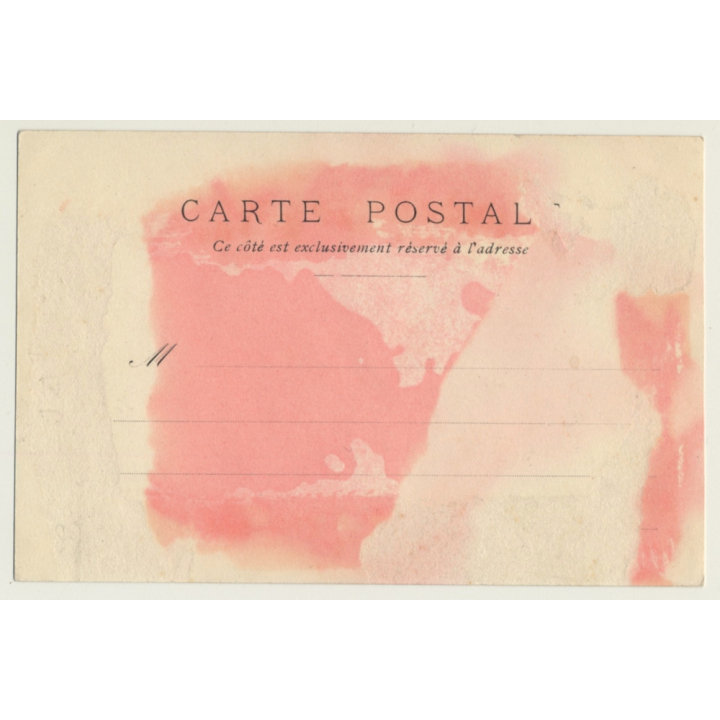 White Clown & Semi Nude Female / Boudoir - Risqué (Vintage PC ~1900s)