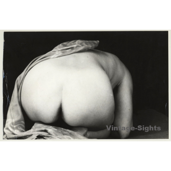 Rear View Of Nude Woman On Herr Knees / Butt - Classic Pose (Large Vintage Photo Germany ~ 1960s)