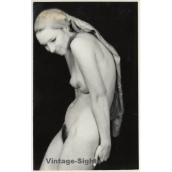 Great Shot Of Natural Nude With Headscarf (Large Vintage Photo Germany ~ 1960s)