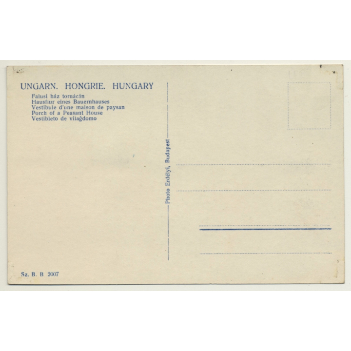 Hungary: Porch Of A Peasant House / Old Woman (Vintage RPPC ~1920s)