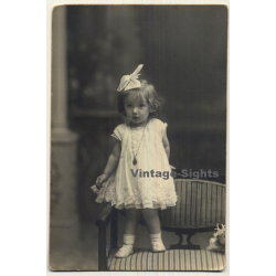 Ernesto Guardia / Mallorca: Super Sweet Baby Girl On Chair (Vintage RPPC ~1920s)