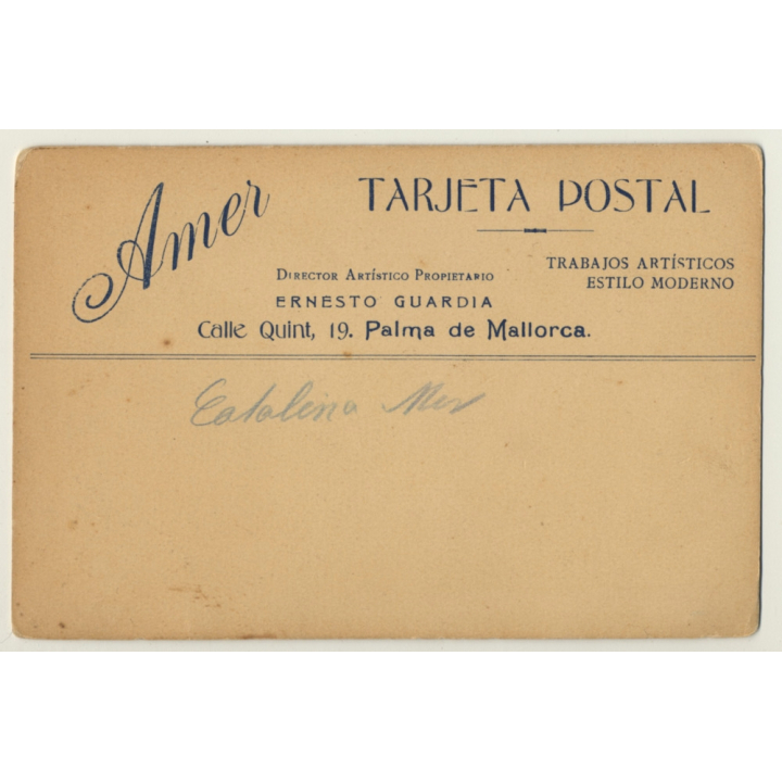 Ernesto Guardia / Mallorca: Super Sweet Baby Girl On Chair (Vintage RPPC ~1920s)