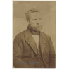 Grim Belgian Man With Abraham Lincoln Style Bear (Vintage RPPC ~1910s/1920s)