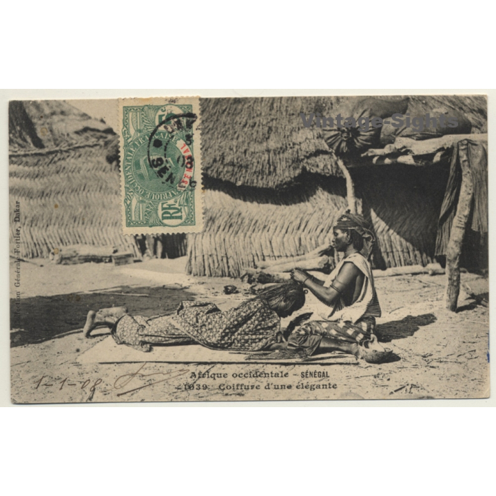 Collection Fortier: Afrique Occidentale - Coiffure D'Une Élégante / Ethnic (Vintage PC 1908)