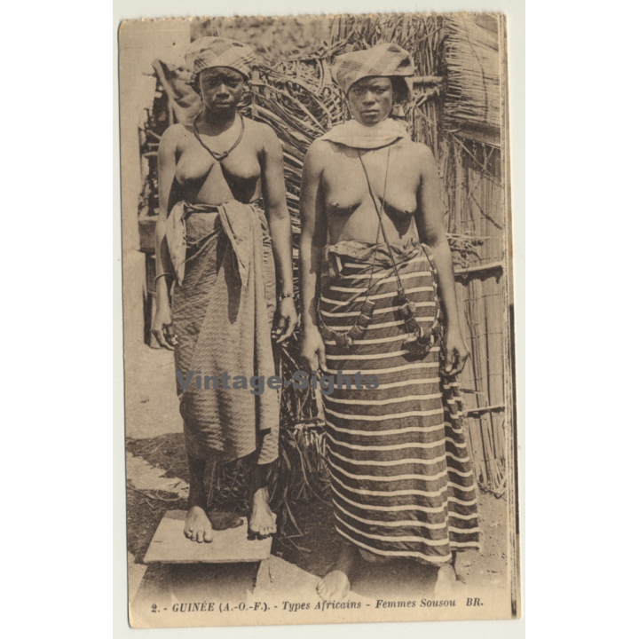 Guinea: Types Africains - Femmes Sousou / Semi Nude - Ethnic (Vintage PC ~1910s/1920s)