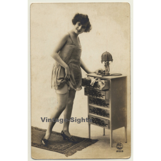 P.C. Paris 1289: Pretty French In Lingerie / Boudoir - Risqué (Vintage RPPC ~1910s/1920s)
