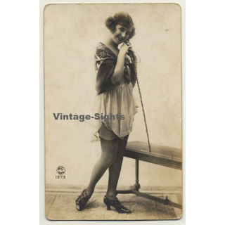 P.C. Paris 1373: Pretty French Teases Camera / Boudoir - Risqué (Vintage RPPC ~1910s/1920s)
