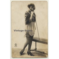 P.C. Paris 1373: Pretty French Teases Camera / Boudoir - Risqué (Vintage RPPC ~1910s/1920s)