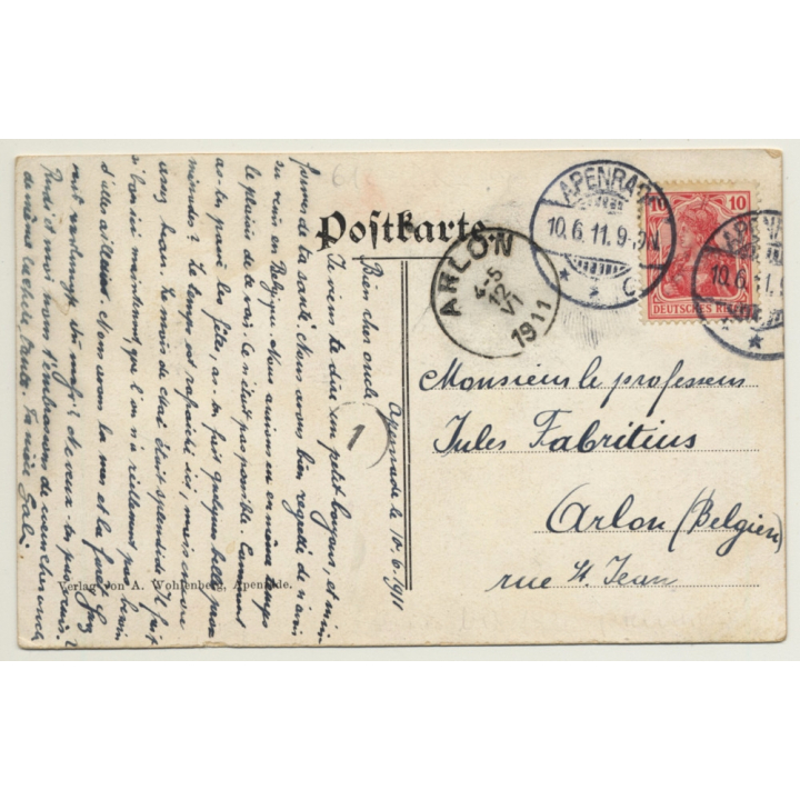 Apenrade / Denmark: View Onto Town & Bay (Vintage Postcard 1911)