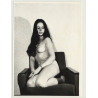 Longhaired Nude Female On 70s Lounge Chair / Perky Boobs (Vintage Amateur Photo)