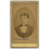 E. Quequin / Mons: Young Woman - Victorian Dress (Vintage Carte De Visite / CDV ~1880s/1890s)