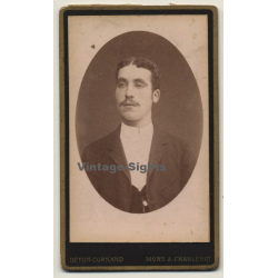 Deton-Cornand / Mons & Charleroi: Snobby Young Man / Dreamy Eyes - Moustache (Vintage Carte De Visite / CDV ~1880s/1890s)