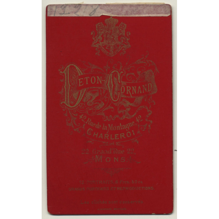 Deton-Cornand / Mons & Charleroi: Snobby Young Man / Dreamy Eyes - Moustache (Vintage Carte De Visite / CDV ~1880s/1890s)