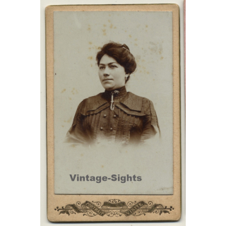 Portrait Of Unidentified Belgian Woman / Updo (Vintage Carte De Visite / CDV ~1880s/1890s)