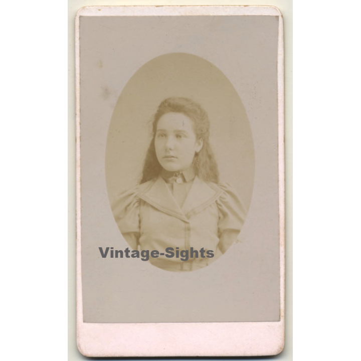Portrait Of Unidentified Belgian Girl / Victorian Era (Vintage Carte De Visite / CDV ~1880s/1890s)