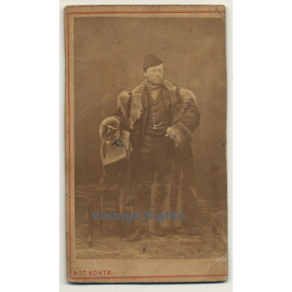 Photo Conti / Voronezh: Russian Man In Fur Coat (Vintage Carte De Visite / CDV ~1880s/1890s)