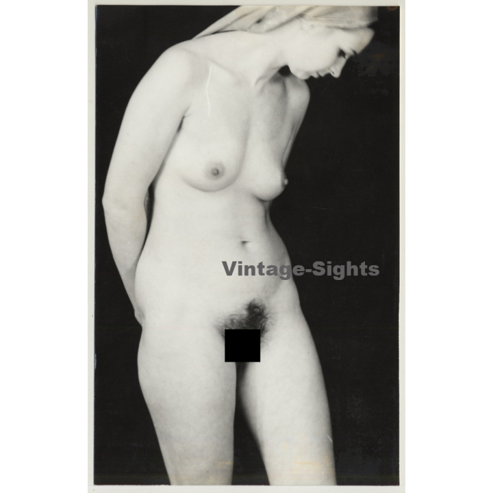 Nude Study Of Pretty Natural Woman With Turban *1 (Vintage Photo Germany ~ 1960s)