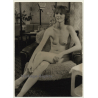 Tall Slim Nude On Flocati Blanket In Lounge Chair (Vintage Photo GDR ~1970s/1980s)
