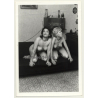 Blonde & Brunette Nudes Kneeling On Couch / Interior (Vintage Photo ~1960s/1970s)