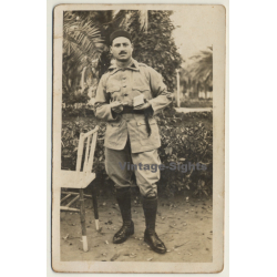 Spanish Soldier In Uniform / Moustache - Boots (Vintage RPPC ~1920s)