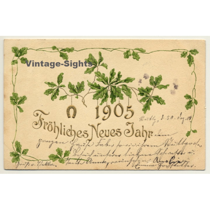 New Year Greetings: Fröhliches Neues Jahr - Horseshoe (Vintage PC Germany 1905)