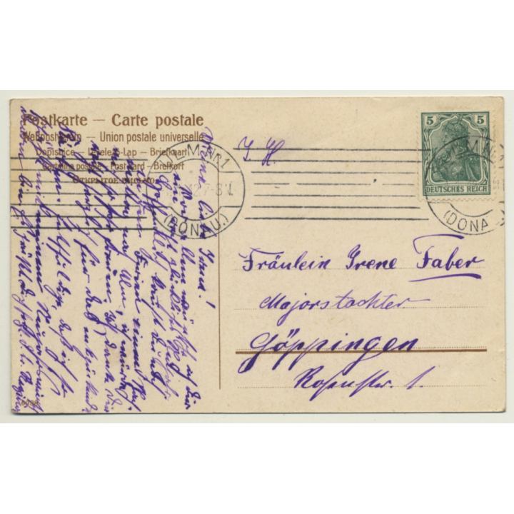 New Year Greetings: Sweet Girl Chimney Sweeper - Ladder (Vintage PC Germany 1912)