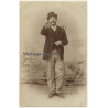 Portrait Of Spanish Dandy / Bowler & Big Moustache (Vintage RPPC  ~1900s)