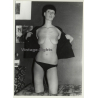 Tall Slim Shorthaired Woman Takes Off Top / Boobs (Vintage Photo GDR ~1970s)