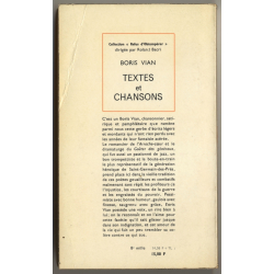 Boris Vian - Textes Et Chansons (Vintage Book Refus D'Obtempérer 1966)