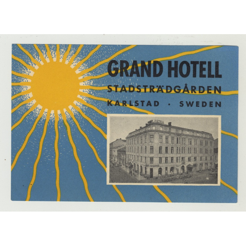 Grad Hotell Stadstradgarden - Karlstad / Sweden (Vintage Luggage Label)