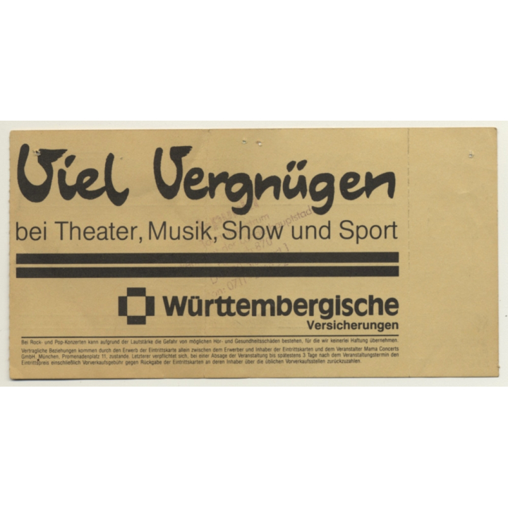 Tina Turner Break Every Rule '87 Ticket Stuttgart - Unused (Vintage Memorabilia)