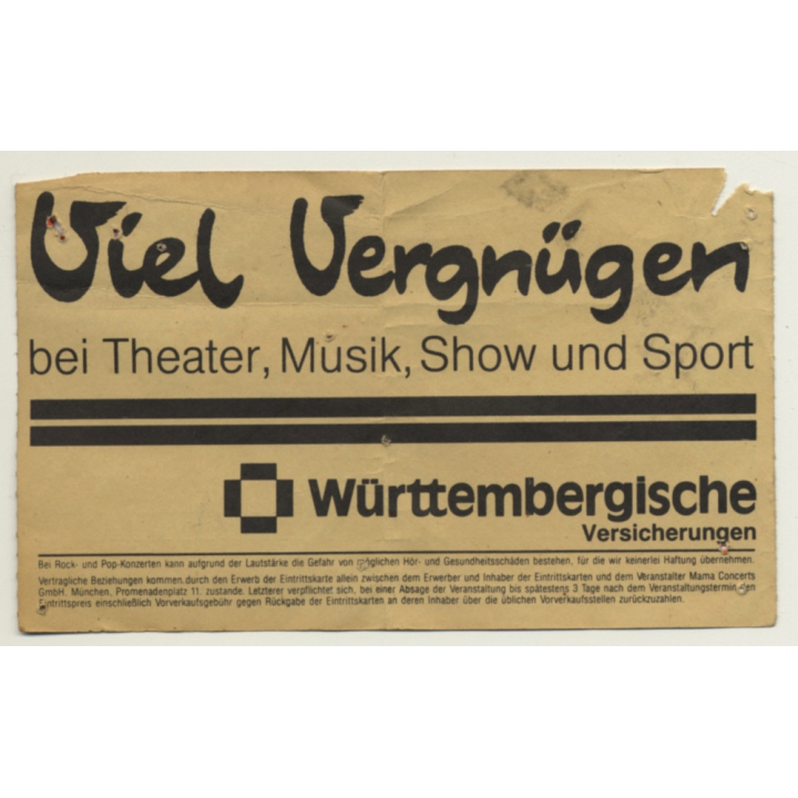 Tina Turner Break Every Rule '87 Ticket Stuttgart - Used (Vintage Memorabilia)