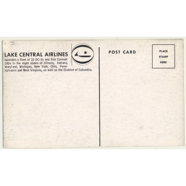 Convair CV-340 - Lake Central Airlines / Aviation (Vintage PC ~1950s)