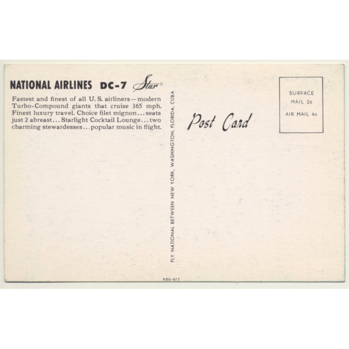 National Airlines DC-7 Star / Aviation (Vintage PC ~1950s/1960s)