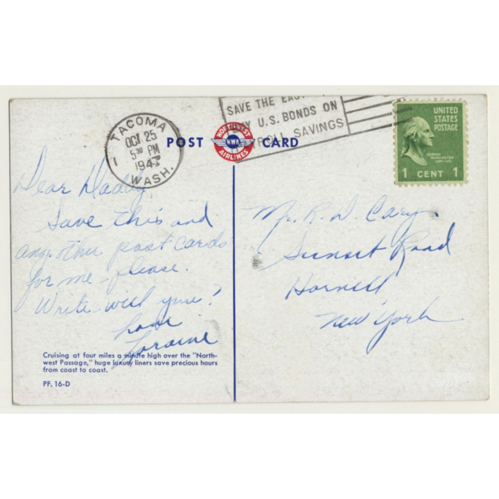 Northwest Airlines: Northwest Passage / Aviation (Vintage PC 1947)