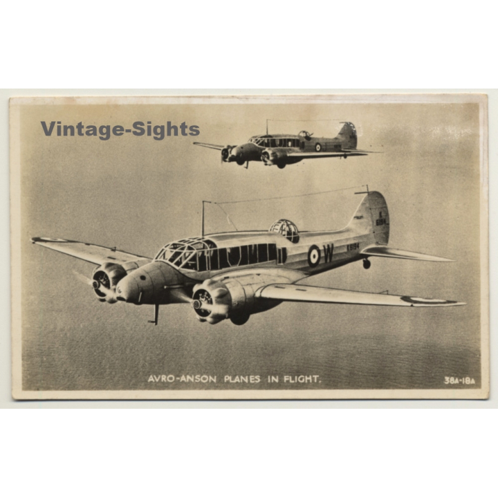 Royal Air Force: Avron-Anson Planes In Flight (Vintage RPPC)