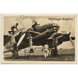Luftwaffe: 2 Motoriges Kampfflugzeug Wird Startklar Gemacht (Vintage RPPC 1938)