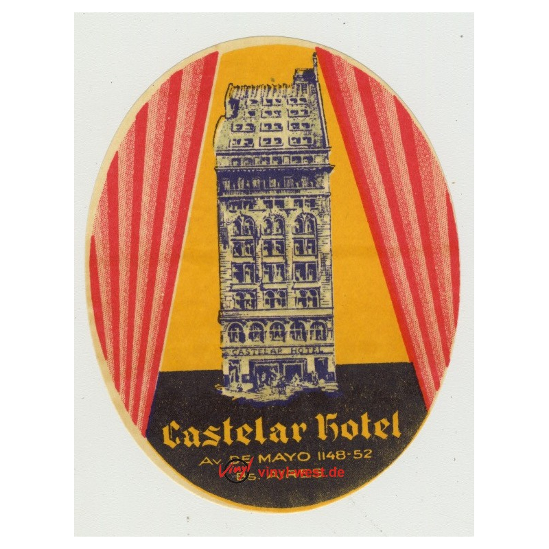 Castelar Hotel - Buenos Aires / Argentina (Vintage Luggage Label)