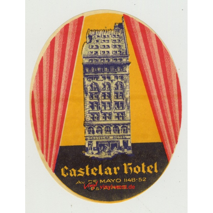 Castelar Hotel - Buenos Aires / Argentina (Vintage Luggage Label)