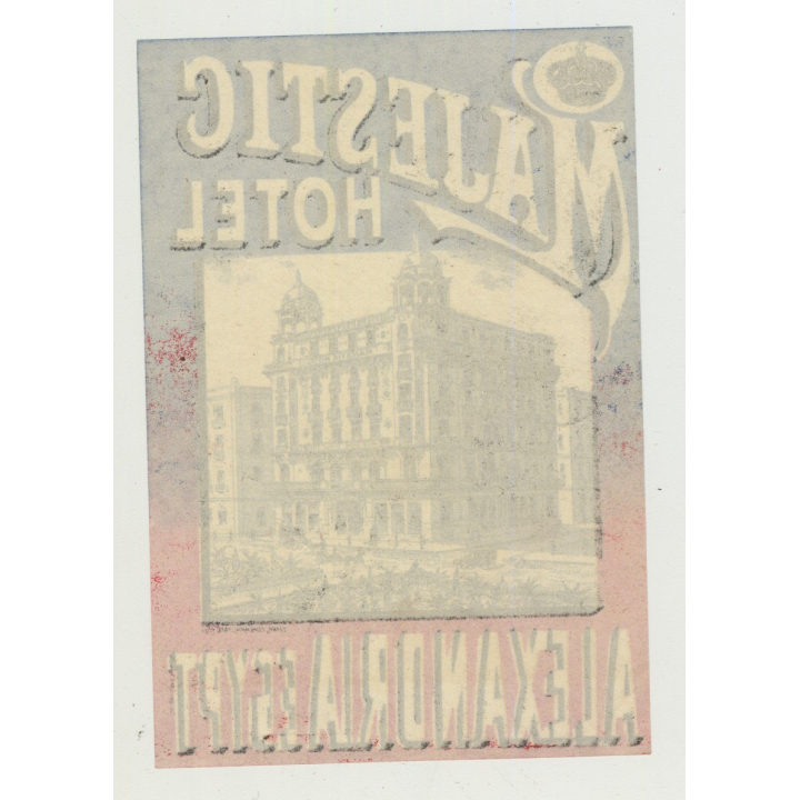 Majestic Hotel - Alexandria / Egypt (Vintage Luggage Label ~1920s)