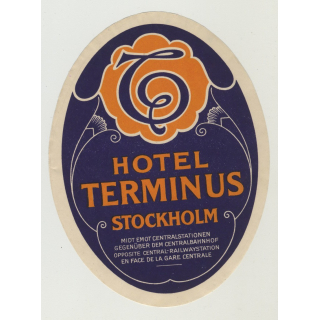 Hotel Terminus - Stockholm / Sweden (Vintage Luggage Label)