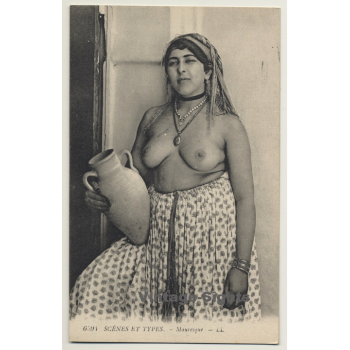Levy Fils: Mauresque With Water Jug / Topless - Risqué - Ethnic (Vintage PC ~1910s/1920s)